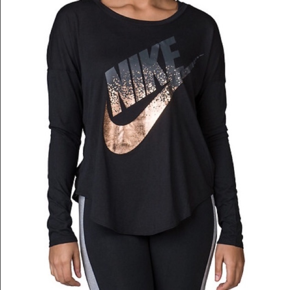 Nike High-Low Top With Metallic Rose Gold Logo
